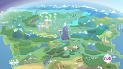 Size: 848x478 | Tagged: safe, screencap, g4, my little pony: friendship is magic, twilight's kingdom, equestria, hub logo, map of equestria