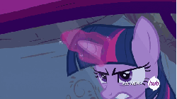 Size: 576x324 | Tagged: safe, screencap, twilight sparkle, alicorn, pony, g4, twilight's kingdom, animated, crater, female, frown, glare, gritted teeth, hub logo, hubble, magic, mare, moon, moon work, night, solo, super saiyan princess, the hub, twilight sparkle (alicorn)