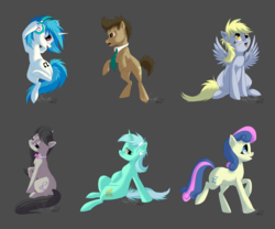 Size: 3000x2500 | Tagged: safe, artist:hecatehell, bon bon, derpy hooves, dj pon-3, doctor whooves, lyra heartstrings, octavia melody, sweetie drops, time turner, vinyl scratch, earth pony, pegasus, pony, unicorn, g4, female, high res, male, mare, stallion