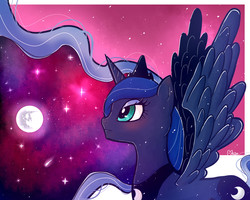 Size: 1500x1200 | Tagged: safe, artist:shinobudash, princess luna, g4, female, galaxy mane, moon, solo