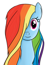 Size: 450x600 | Tagged: safe, artist:karmadash, rainbow dash, g4, female, hair over one eye, long mane, portrait, smiling, solo