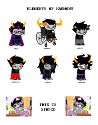 Size: 962x1236 | Tagged: safe, spike, g4, elements of harmony, eridan ampora, gamzee makara, homestuck, john egbert, kanaya maryam, karkat vantas, tavros nitram, this is stupid, troll (homestuck), vriska serket