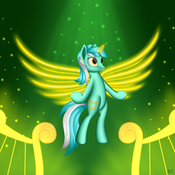 Size: 3000x3000 | Tagged: safe, artist:rainbowjet, lyra heartstrings, g4, artificial wings, augmented, female, high res, magic, magic wings, solo, wings