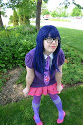 Size: 640x960 | Tagged: safe, artist:zombielily, twilight sparkle, human, g4, clothes, cosplay, glasses, irl, irl human, necktie, photo, skirt, solo