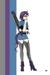 Size: 1533x2286 | Tagged: safe, artist:danecelestia, boulder (g4), maud pie, human, g4, boots, clothes, crossover, female, glasses, humanized, rwby, socks, solo, sword, thigh highs, thigh socks, zettai ryouiki