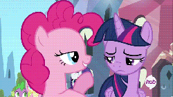 Size: 700x394 | Tagged: safe, screencap, applejack, fluttershy, pinkie pie, rarity, spike, twilight sparkle, alicorn, pony, g4, twilight's kingdom, animated, cartoon physics, cross-eyed, eyes closed, face pull, faic, female, frown, hub logo, hubble, mare, open mouth, ouch, pulling, slapstick, smiling, stretch, stretching, stretchy, the hub, twilight sparkle (alicorn), wat, why the long face, wide eyes