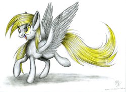Size: 1024x744 | Tagged: safe, artist:kobra333, derpy hooves, pegasus, pony, g4, female, mare, solo, traditional art