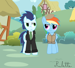 Size: 1024x931 | Tagged: safe, artist:rulette, rainbow dash, soarin', g4, female, male, ship:soarindash, shipping, straight