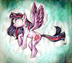 Size: 948x842 | Tagged: safe, artist:themetallicwing, twilight sparkle, alicorn, pony, g4, twilight's kingdom, female, glowing eyes, mare, solo, traditional art, twilight sparkle (alicorn)