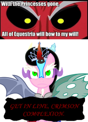 Size: 649x904 | Tagged: safe, artist:clamstacker, lord tirek, g4, my little pony: friendship is magic, twilight's kingdom, exploitable meme, meme, tiara ultima, tirek vs everyone meme