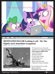 Size: 960x1290 | Tagged: safe, artist:dm29, princess cadance, spike, twilight sparkle, alicorn, pony, g4, twilight's kingdom, advertisement, comic, computer, craigslist, female, golden oaks library, laptop computer, male, mare, simpsons did it, the simpsons, trio, twilight sparkle (alicorn), twilight's ad