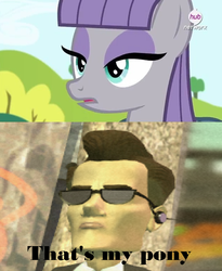 Size: 627x764 | Tagged: safe, maud pie, g4, maud pie (episode), my little pony: friendship is magic, bodyguard, exploitable meme, meme, old, sam and max, secret service, sunglasses, superball, that's my x