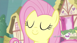 Size: 1920x1080 | Tagged: safe, screencap, fluttershy, g4, twilight's kingdom, female, hub logo, solo