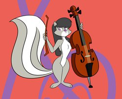 Size: 1280x1040 | Tagged: safe, artist:mofetafrombrooklyn, octavia melody, skunk, anthro, animal, cello, female, furrified, furry, musical instrument, paws, skunkified, solo, species swap