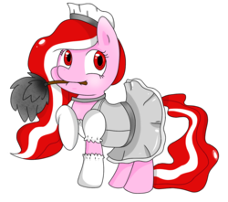 Size: 1023x904 | Tagged: dead source, safe, artist:muertofumei, oc, oc only, oc:kanna, pony, canada, clothes, dennismennis13, maid, maid in canada, point commission, solo