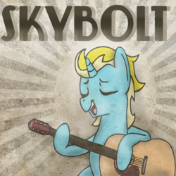 Size: 750x750 | Tagged: safe, artist:teschke, oc, oc only, pony, unicorn, guitar, male, music, singing, solo, stallion, vintage