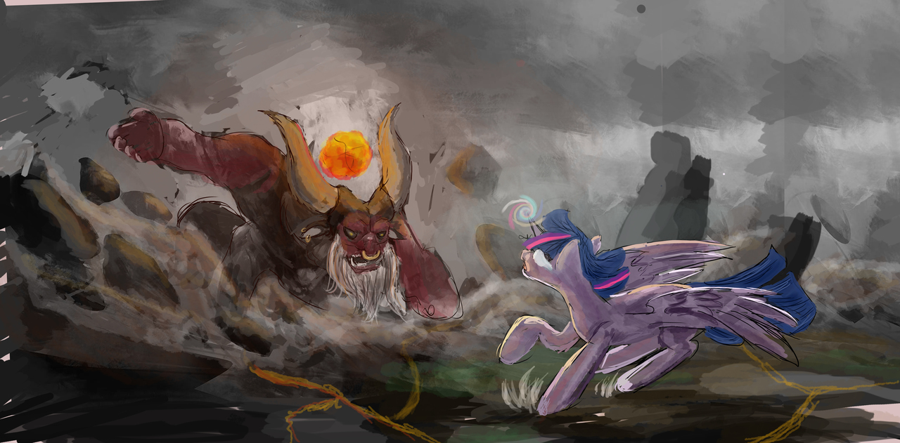 623732 - safe, artist:owlvortex, lord tirek, twilight sparkle, alicorn,  pony, crying, epic, female, fight, glowing eyes, magic, mare, running,  spread wings, super saiyan princess, twilight sparkle (alicorn), twilight  vs tirek - Derpibooru