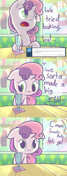 Size: 1100x2850 | Tagged: safe, artist:spikedmauler, sweetie belle, pony, unicorn, g4, ask, baking, blushing, cafe, comic, cute, diasweetes, female, glass, go ask sweetie belle, solo, straw, table, tumblr