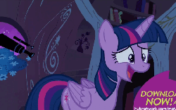 Size: 800x500 | Tagged: safe, screencap, twilight sparkle, alicorn, pony, g4, season 4, twilight's kingdom, animated, bad poker face, book, derp, female, grin, gritted teeth, horn, magic, mare, nervous, smiling, solo, sparking horn, sparks, telekinesis, twilight sparkle (alicorn)