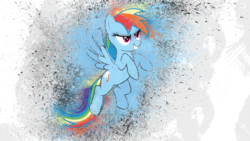 Size: 1920x1080 | Tagged: safe, artist:aelioszero, artist:synthrid, rainbow dash, g4, female, floating, paint splatter, solo, vector, wallpaper