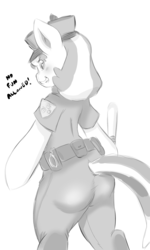 Size: 1152x1920 | Tagged: safe, artist:cold-blooded-twilight, cheerilee, g4, butt, female, grayscale, monochrome, no fun allowed, plot, police officer, solo