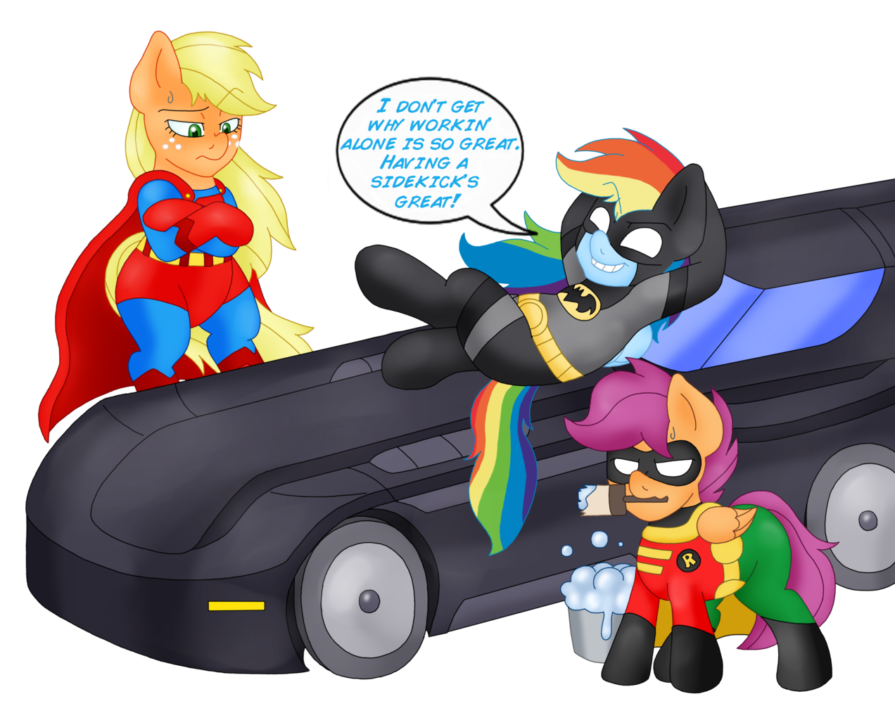 Applejack Batmare #623911 - safe, artist:blackbewhite2k7, applejack, rainbow dash ...