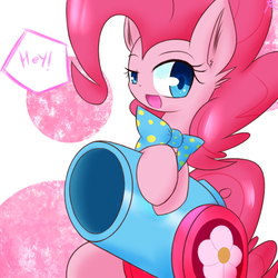 Size: 657x658 | Tagged: safe, artist:ranban, pinkie pie, g4, bowtie, female, party cannon, solo