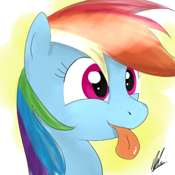 Size: 512x512 | Tagged: safe, artist:edrian, rainbow dash, g4, color, female, solo, tongue out