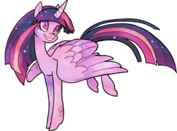 Size: 776x575 | Tagged: safe, artist:griffsnuff, twilight sparkle, alicorn, pony, g4, cute, female, grin, mare, solo, super saiyan princess, twilight sparkle (alicorn)