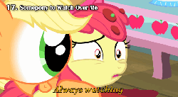 Size: 708x388 | Tagged: safe, artist:klystron2010, edit, edited screencap, screencap, apple bloom, applejack, earth pony, pony, g4, somepony to watch over me, always watching, animated, creepy, eye, female, filly, mare, monsters inc., nightmare fuel, season 4 in about 50 seconds, wat