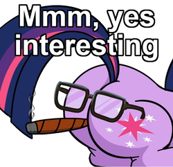 Size: 530x511 | Tagged: safe, artist:sersys, twilight sparkle, g4, assy mcgee, butt, buttface, caption, cigar, female, glasses, image macro, meme, plot, smoke, solo, twibutt