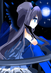 Size: 700x993 | Tagged: dead source, safe, artist:angelily-tan, princess luna, human, g4, female, humanized, solo, winged humanization