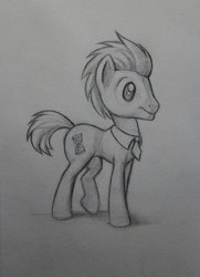 Size: 761x1049 | Tagged: safe, artist:pajaga, doctor whooves, time turner, g4, male, monochrome, pencil drawing, solo