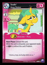 Size: 344x480 | Tagged: safe, enterplay, snails, canterlot nights, g4, my little pony collectible card game, ccg, male, pinky and the brain, solo