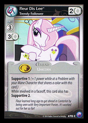 Size: 344x480 | Tagged: safe, enterplay, fleur-de-lis, pony, unicorn, canterlot nights, g4, my little pony collectible card game, card, ccg, female, horn, mare, slender, solo, thin, trademark