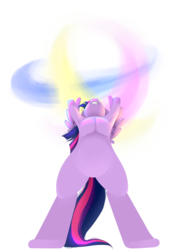 Size: 1915x2605 | Tagged: safe, artist:lucky-jacky, twilight sparkle, alicorn, pony, g4, bipedal, featureless crotch, female, low angle, magic, mare, solo, spirit bomb, super saiyan princess, twilight sparkle (alicorn)