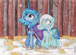 Size: 1631x1194 | Tagged: safe, artist:nancyksu, princess luna, oc, oc:snowdrop, g4, s1 luna, winter