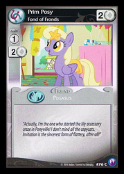 Size: 344x480 | Tagged: safe, enterplay, orange blossom, prim posy, pegasus, pony, canterlot nights, g4, my little pony collectible card game, background pony, ccg, clothes, female, flower, flower in hair, mare, skirt, solo