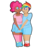 Size: 2000x2000 | Tagged: safe, artist:sadyuri, edit, pinkie pie, rainbow dash, human, g4, clothes, female, high res, humanized, lesbian, ship:pinkiedash, shipping, skirt