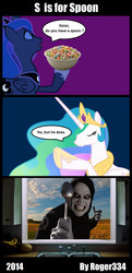 Size: 944x1945 | Tagged: safe, artist:roger334, princess celestia, princess luna, g4, comic, crossover, dialogue, ginosaji, the horribly slow murderer with the extremely inefficient weapon