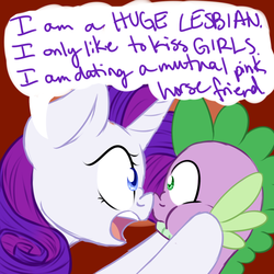 Size: 1280x1280 | Tagged: safe, artist:rastaquouere69, rarity, spike, dragon, pony, unicorn, ask rarity and pinkie, g4, boop, eye contact, female, lesbian, noseboop, open mouth, puffy cheeks, ship:raripie, shipping, shipping denied, unrequited, wide eyes