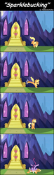 Size: 1264x4112 | Tagged: safe, artist:diabeetusdragon, artist:therockinstallion, applejack, twilight sparkle, alicorn, pony, g4, bucking, comic, female, mare, twilight sparkle (alicorn), twilight's castle