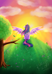 Size: 1024x1446 | Tagged: safe, artist:kukirra, twilight sparkle, alicorn, pony, g4, female, mare, solo, tree, twilight sparkle (alicorn)