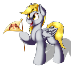 Size: 3373x3118 | Tagged: safe, artist:ac-whiteraven, derpy hooves, pegasus, pony, g4, female, flag, high res, mare, solo