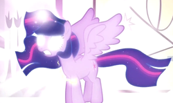 Size: 800x476 | Tagged: safe, screencap, twilight sparkle, alicorn, pony, g4, ethereal mane, female, glowing eyes, magic overload, mare, solo, super saiyan princess, twilight sparkle (alicorn)