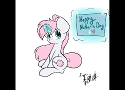Size: 500x360 | Tagged: safe, artist:lightningnickel, oc, oc only, oc:cotton candy, animated, blinking, cute, heart, looking at you, magic, mother's day, sitting, smiling, solo, telekinesis, wind