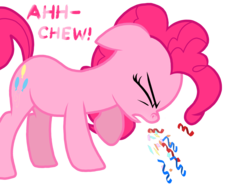 Size: 2048x1536 | Tagged: safe, artist:proponypal, pinkie pie, g4, confetti, female, fetish, sneezing, sneezing fetish, solo, spray