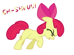 Size: 2048x1536 | Tagged: safe, artist:proponypal, apple bloom, earth pony, pony, g4, female, fetish, filly, foal, simple background, sneezing, sneezing fetish, solo, spray, transparent background