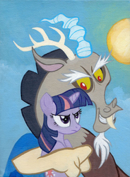 Size: 600x815 | Tagged: dead source, safe, artist:thepingaslord, discord, twilight sparkle, g4, acrylic painting, irl, painting, traditional art
