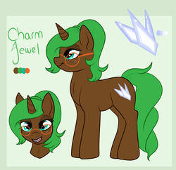 Size: 650x630 | Tagged: safe, artist:lulubell, oc, oc only, oc:charm jewel, pony, unicorn, bust, female, mare, reference sheet